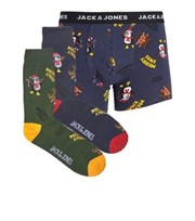 Jack & Jones Navy Merry Xmas Penguin Print Socks & Boxers Set